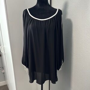 Sami & Jo Black Top with White Trim Accent